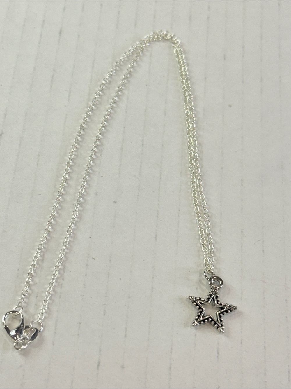 Dainty Silver Tone Open Star Pendant Necklace 17β Celestial - Picture 7 of 7